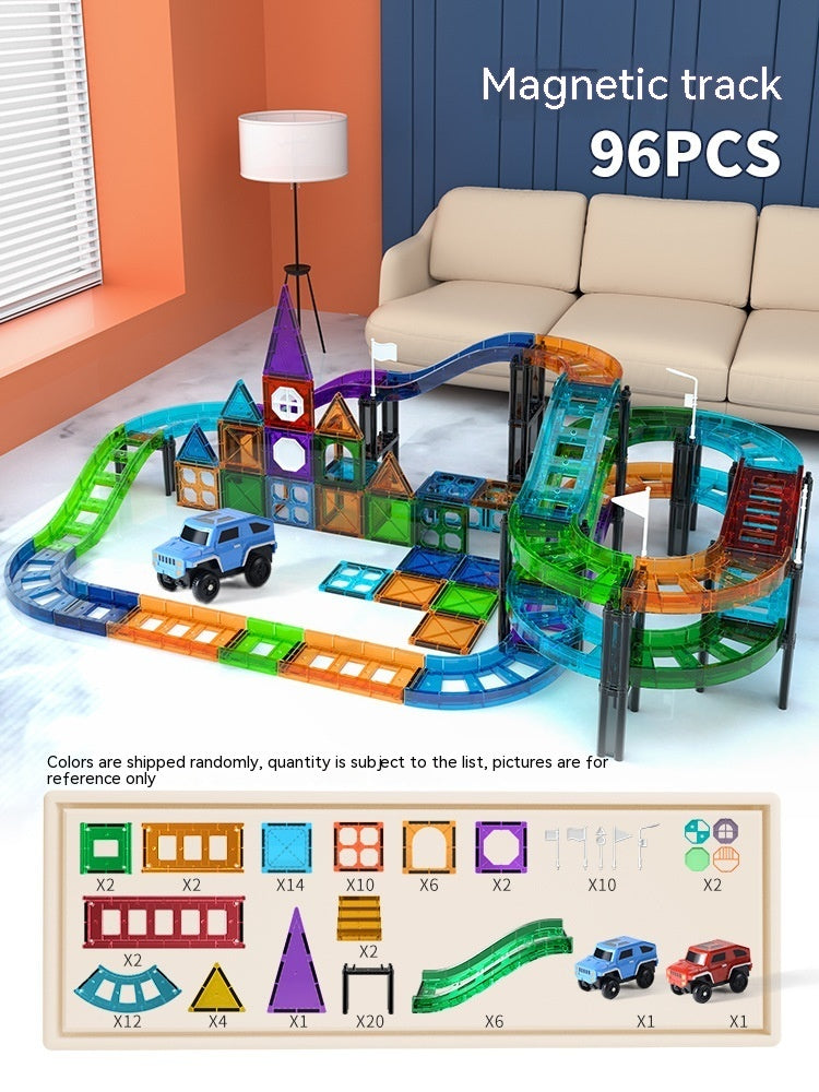 Colorful Window Car Rail Car Magnetic Building Blocks Toy