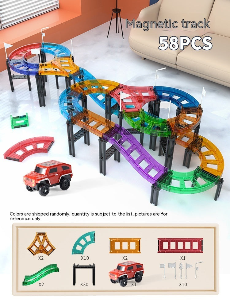 Colorful Window Car Rail Car Magnetic Building Blocks Toy