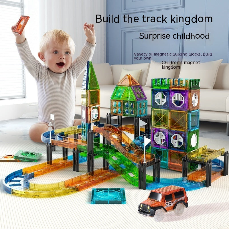 Colorful Window Car Rail Car Magnetic Building Blocks Toy