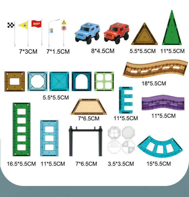 Colorful Window Car Rail Car Magnetic Building Blocks Toy