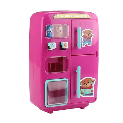 Kitchen Refrigerator Toy Fridge Playset With Play Food Set Pretend For Kids