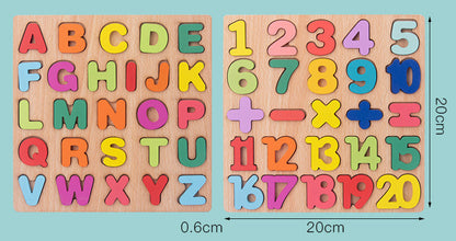 Wooden Numbers Letters Cognitive Pairing Puzzle Board Educational Toys