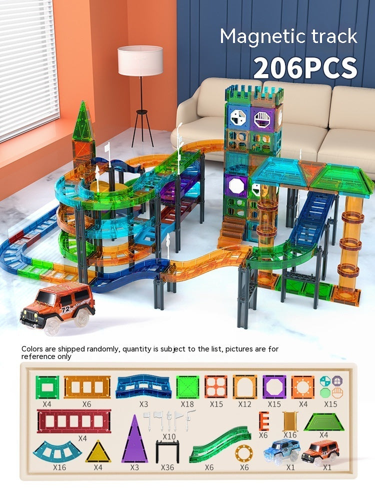 Colorful Window Car Rail Car Magnetic Building Blocks Toy