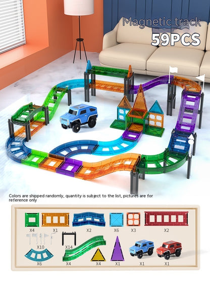 Colorful Window Car Rail Car Magnetic Building Blocks Toy