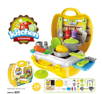 House suitcase toy kitchen cutlery set