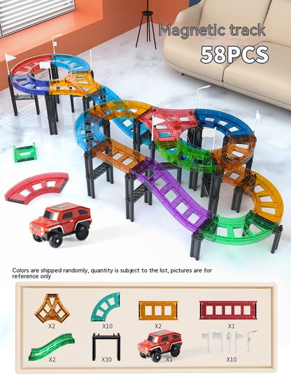 Colorful Window Car Rail Car Magnetic Building Blocks Toy