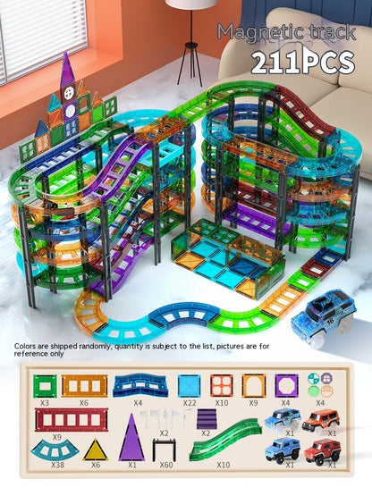 Colorful Window Car Rail Car Magnetic Building Blocks Toy