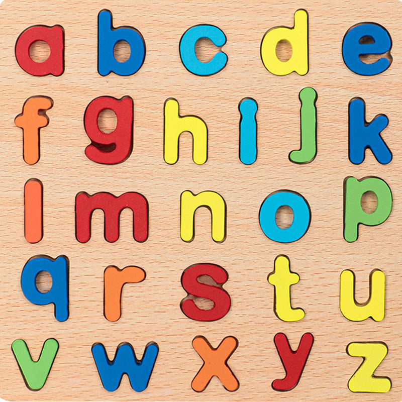 Wooden Numbers Letters Cognitive Pairing Puzzle Board Educational Toys