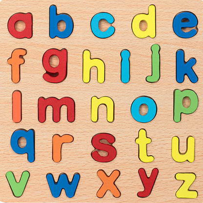 Wooden Numbers Letters Cognitive Pairing Puzzle Board Educational Toys