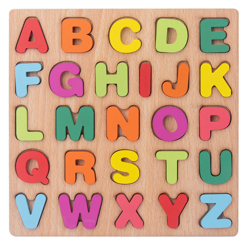 Wooden Numbers Letters Cognitive Pairing Puzzle Board Educational Toys