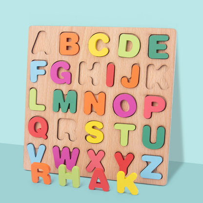 Wooden Numbers Letters Cognitive Pairing Puzzle Board Educational Toys